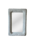 Vintage 1980s White Wicker Rattan Framed Wall Mirror