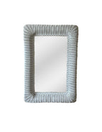 Vintage 1980s White Wicker Rattan Framed Wall Mirror