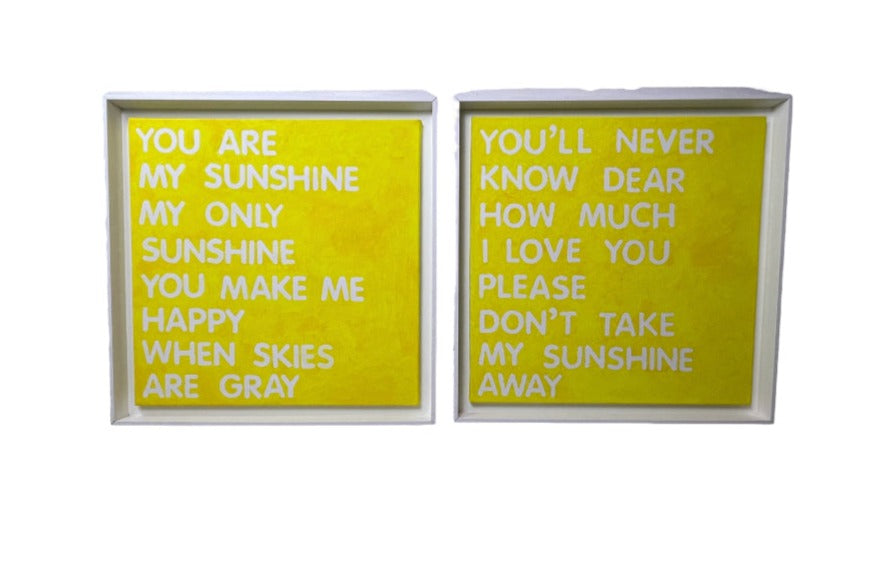 Framed "You Are My Sunshine" Painted on a Floating Canvas - Set of 2