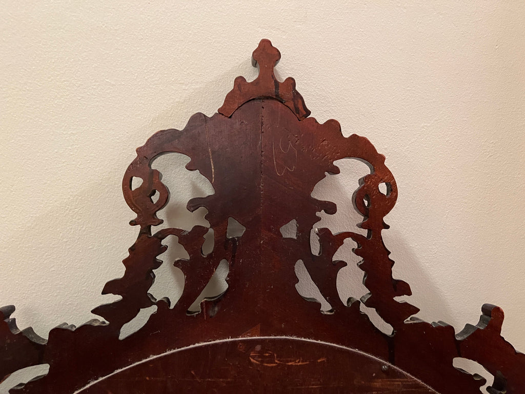 Antique Oval Mirror with Wood Frame