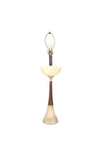 Vintage Mid-century Modern Alabaster and Wood Table Lamp