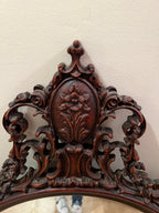 Antique Oval Mirror with Wood Frame