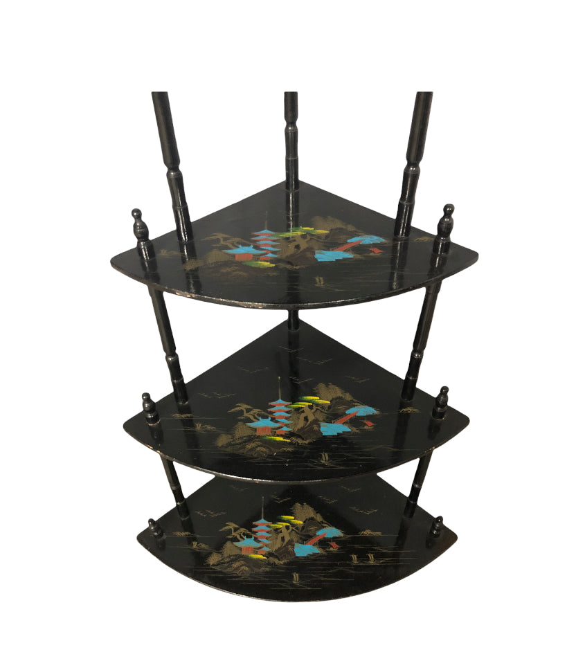 1950s Vintage Japanese 5-Tiered Corner Display Shelf