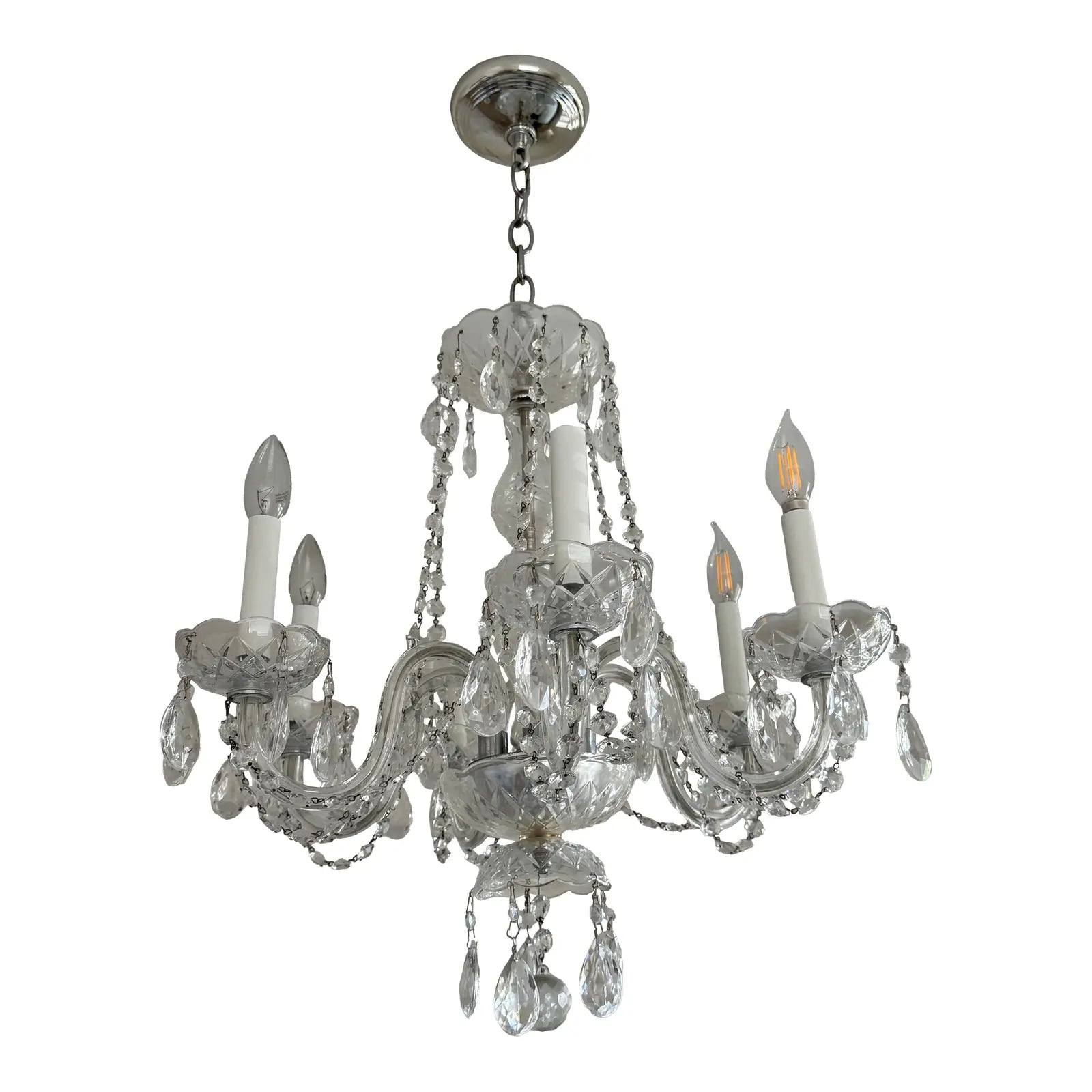 Vintage 1960s Crystal Chandelier - 6 Arm
