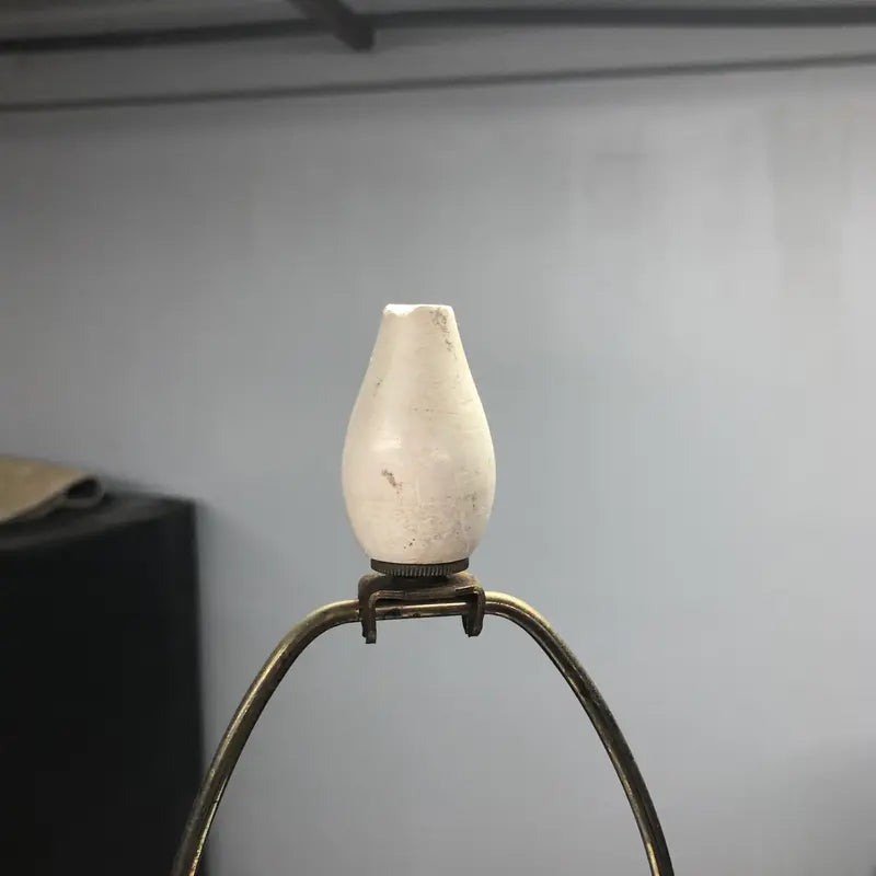 Vintage Mid-century Modern Alabaster and Wood Table Lamp